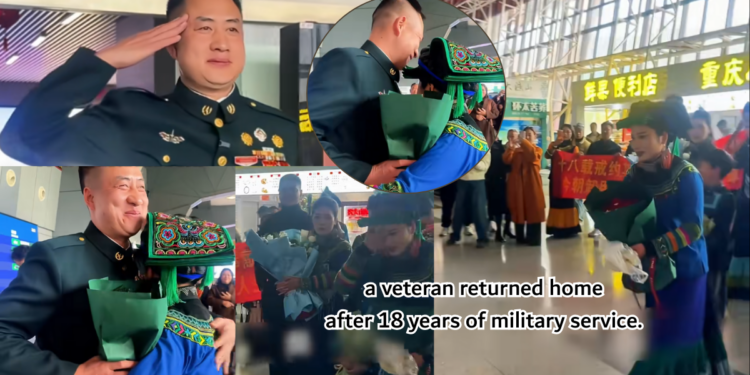 Veteran Returns Home After 18 Years and Salutes His Waiting Wife