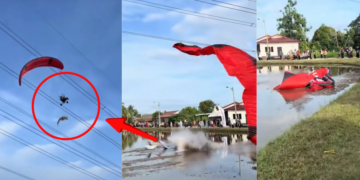 Paramotor Accident Shocks Crowd After Sudden Fall Into Paddy Field In Melaka