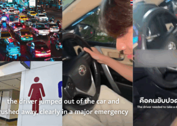 Taxi Driver Dashes to Toilet, Leaves Passengers Steering in Panic at Traffic Jam