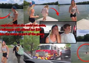 Influencer Makes Non-Swimmer Jump Into Lake for $20 on Livestream, Then Walks Away as She Struggles