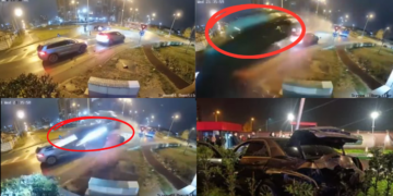 Like a Movie Scene: CCTV Captures Mercedes Flying Over Cars at Romanian Roundabout