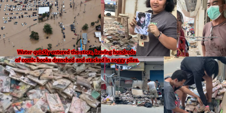 Flooded Manga Shop in Hat Yai Revived as Community Unites to Save Comics