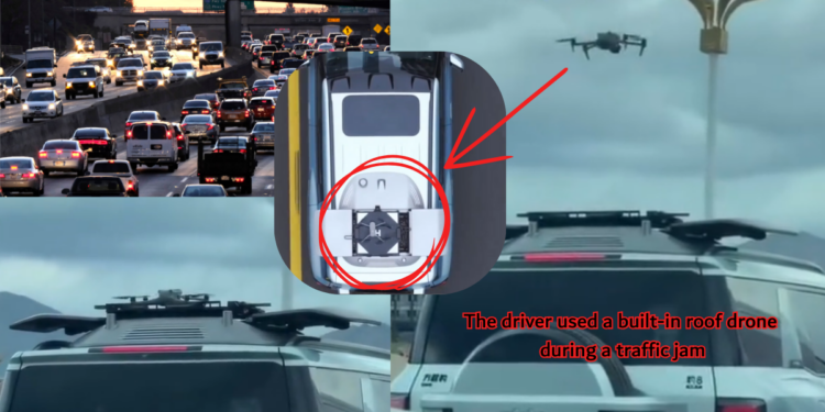 BYD SUV Uses Roof Drone to Check Traffic During Jam in China