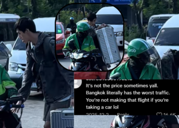 Bangkok Gridlock? Traveler Beats Traffic on Motorbike Carrying Huge Luggage