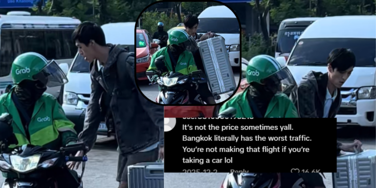 Bangkok Gridlock? Traveler Beats Traffic on Motorbike Carrying Huge Luggage
