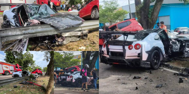 Nissan GT-R Loses Control in JB, Kills 2 in Multi-Vehicle Crash