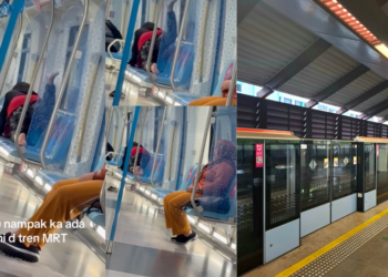 Woman Does Barefoot Exercises on MRT Seat During Morning Commute