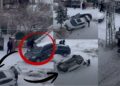 Car Skids on Ice in Turkiye, Violent Crash in Yesilyurt Shocks Onlookers