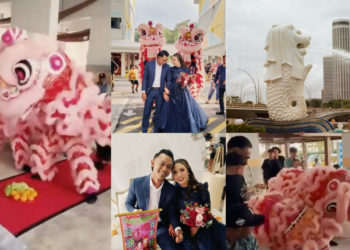 Lion Dance Envigorates Wedding Stage: Pink Lions Dance at a Singapore Wedding Ceremony