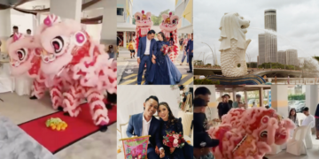 Lion Dance Envigorates Wedding Stage: Pink Lions Dance at a Singapore Wedding Ceremony