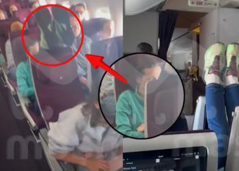 Passenger Puts Feet on Seat Headrest During Flight, Video Shows
