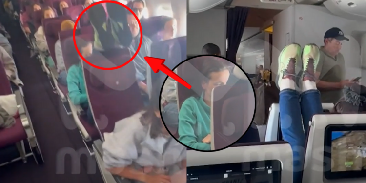 Passenger Puts Feet on Seat Headrest During Flight, Video Shows