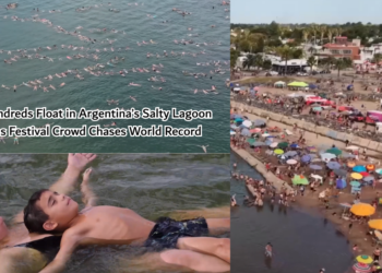 Hundreds Float Together in Argentina’s Salty Lagoon During Record Festival Event Attempt