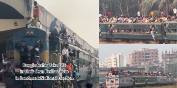 Riding high for the ballot – Bangladeshis crowd trains, cling to carriage roofs for landmark vote