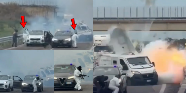 Armored Van Explodes During Daylight Highway Robbery in Italy