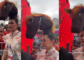 Giant Horsehead Hairstyle for CNY Amazes Festival Crowd