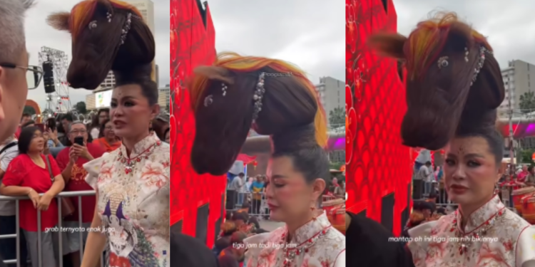 Giant Horsehead Hairstyle for CNY Amazes Festival Crowd
