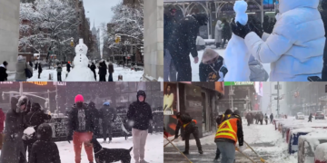 Blizzard bites the Big Apple! – New Yorkers hit Times Square as rare bomb cyclone brings city to a standstill