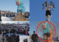 The Russian Maslenitsa Festival: Giant Labubu Effigy on Fire