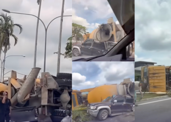 Fatal Crash Near Sibu School: Cement Mixer Crushes Pickup, 60-Year-Old Dies at Scene