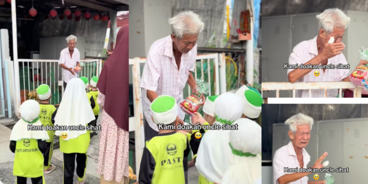 Elderly Man Cries When Muslim Children Visit His Home for Chinese New Year