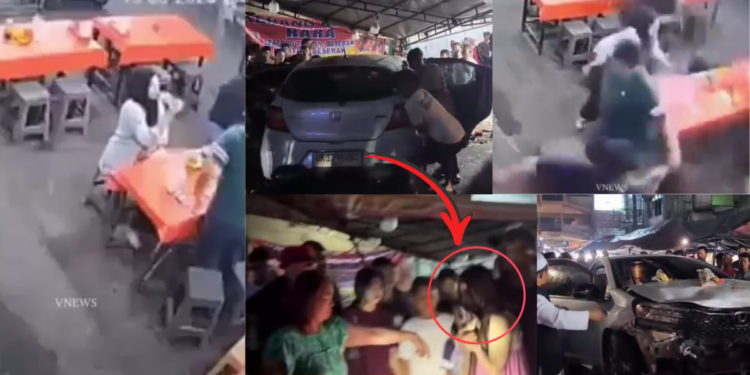 Drunk Driver Crashes Into Market Stalls in Indonesia