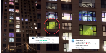 Malaysian Apartment Decorated with Dinosaur LED Lights for Hari Raya