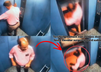 Man Narrowly Escapes Death as Elevator Malfunctions Suddenly in India