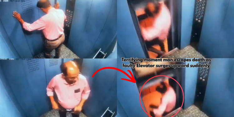 Man Narrowly Escapes Death as Elevator Malfunctions Suddenly in India