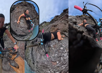Cyclist Narrowly Escapes Cliff Fall During Terrifying Ride Captured on Camera