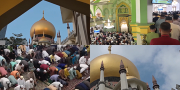 Hundreds gather in Sultan Mosque to mark the start of Eid al- Fitr