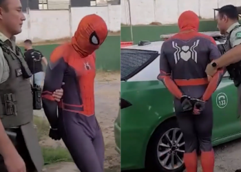 ‘Spiderman’ arrested after cops discover there’s a warrant of arrest out for him