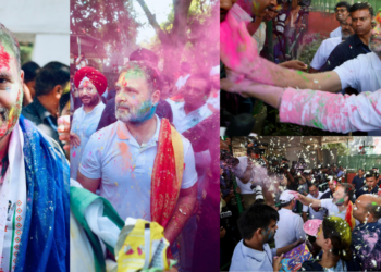 Rahul Gandhi Celebrates Holi with Party Leaders at Congress Headquarters