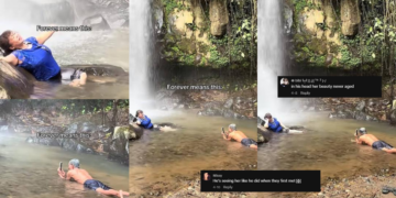 Viral Video Shows Older Couple Sharing Romantic Moment at Indonesia Waterfall