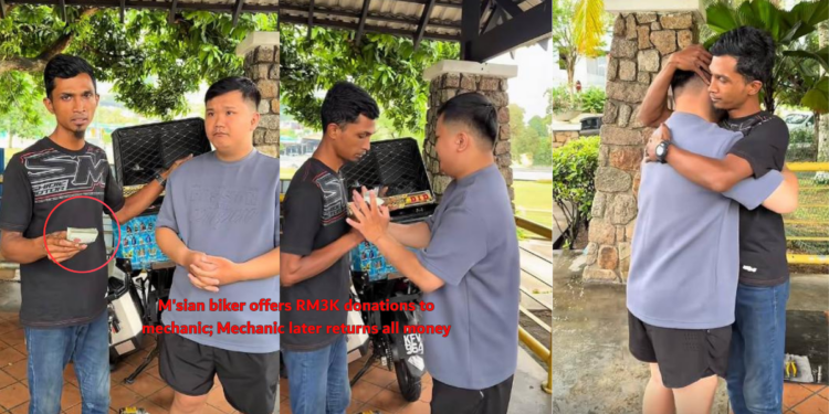 Malaysian Biker Offers RM3K from Online Donations to Mechanic Who Helped Him When He was Stranded Alone