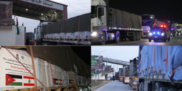 Convoy of relief – Jordan sends 15 aid trucks to Lebanon loaded with food and medicine