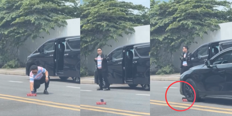 Man Filming Luxury MPV Video Loses Smartphone Crushed by Passing Car