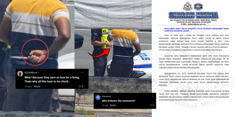 Ipoh Police Investigate Viral Video Showing Officer Allegedly Taking Money from Civilian