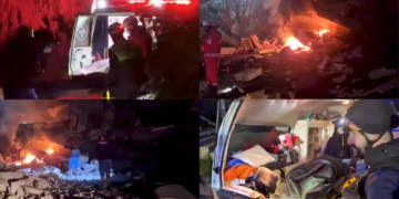 Flames amid rubble – Rescue teams recover bodies following Israeli strikes in southern Lebanon