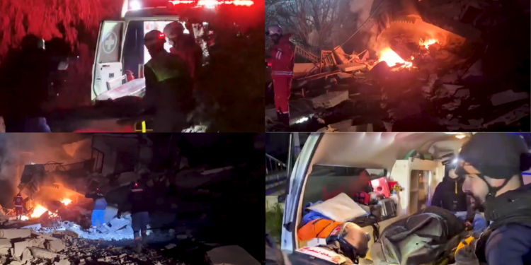 Flames amid rubble – Rescue teams recover bodies following Israeli strikes in southern Lebanon