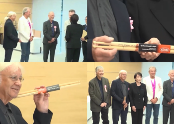 PM Takaichi gushes over Deep Purple, gifts fellow drummer Japanese-made sticks