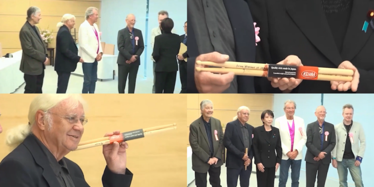 PM Takaichi gushes over Deep Purple, gifts fellow drummer Japanese-made sticks