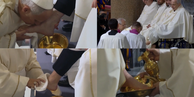 Pope Leo XIV washes the feet of 12 priests during ‘Mass of the Lord’s Supper’ in Rome ahead of Easter