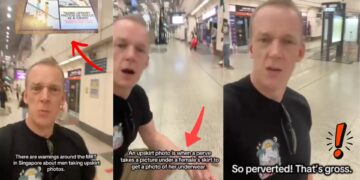 Myanmar Based British Educator Uses Singapore MRT Signage to Highlight the Rise of “Up-Skirt” Incidents