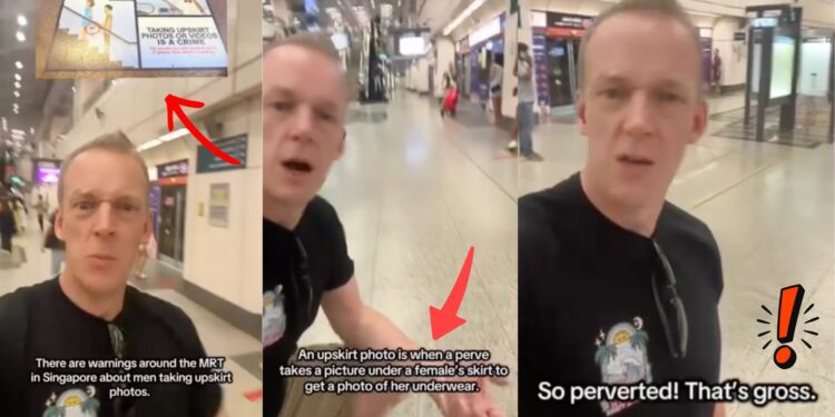 Myanmar Based British Educator Uses Singapore MRT Signage to Highlight the Rise of “Up-Skirt” Incidents