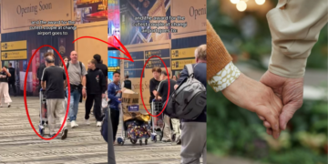 Husband Pushes Wife on Luggage Trolley at Changi Airport — This Is What Growing Old Together Looks Like