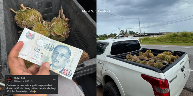 Singaporean Customer Pays S$50 for RM50 Durians in Malaysia, Seller Jokingly Says He Feels Tricked Online