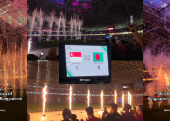 After the Whistle: Pyrotechnics Illuminate National Stadium After Singapore vs Bangladesh Match