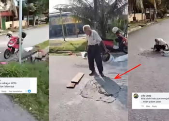 Elderly Malaysian Man Repairs Dangerous Potholes Using His Own Money