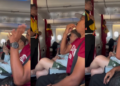 Safety Demonstration Draws Smiles As Passenger Mirrors Flight Attendant